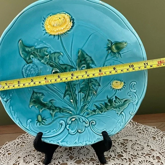 Vintage German Majolica plate dandelion - Picture 9 of 13